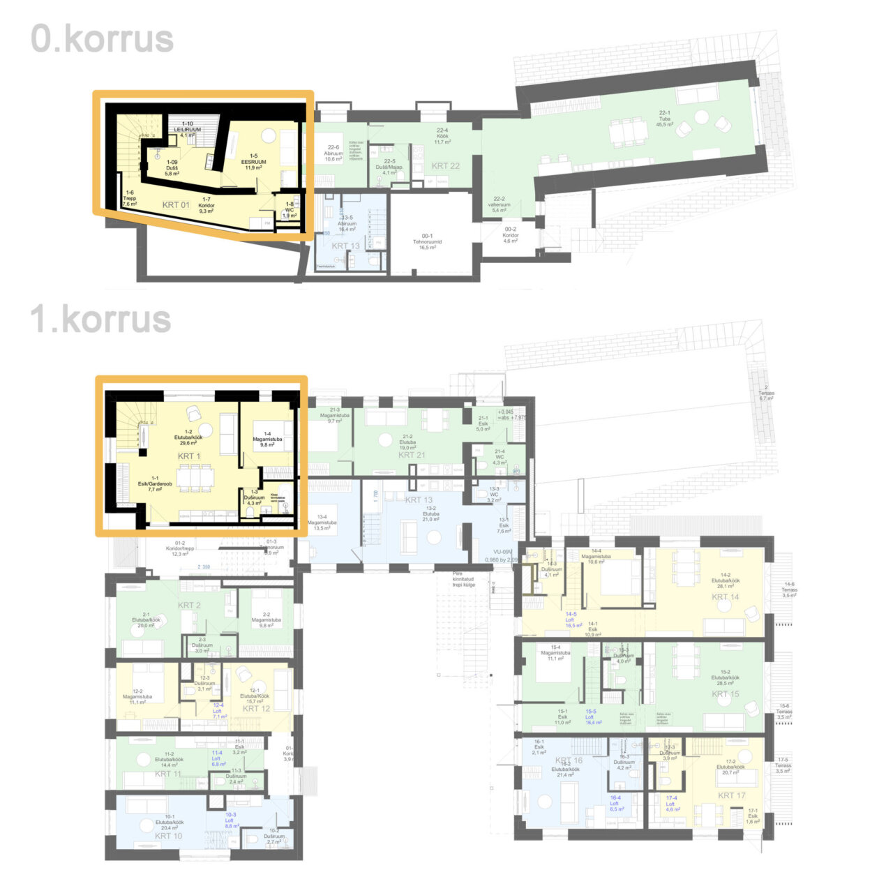 saunaga korter läbi kahe korruse