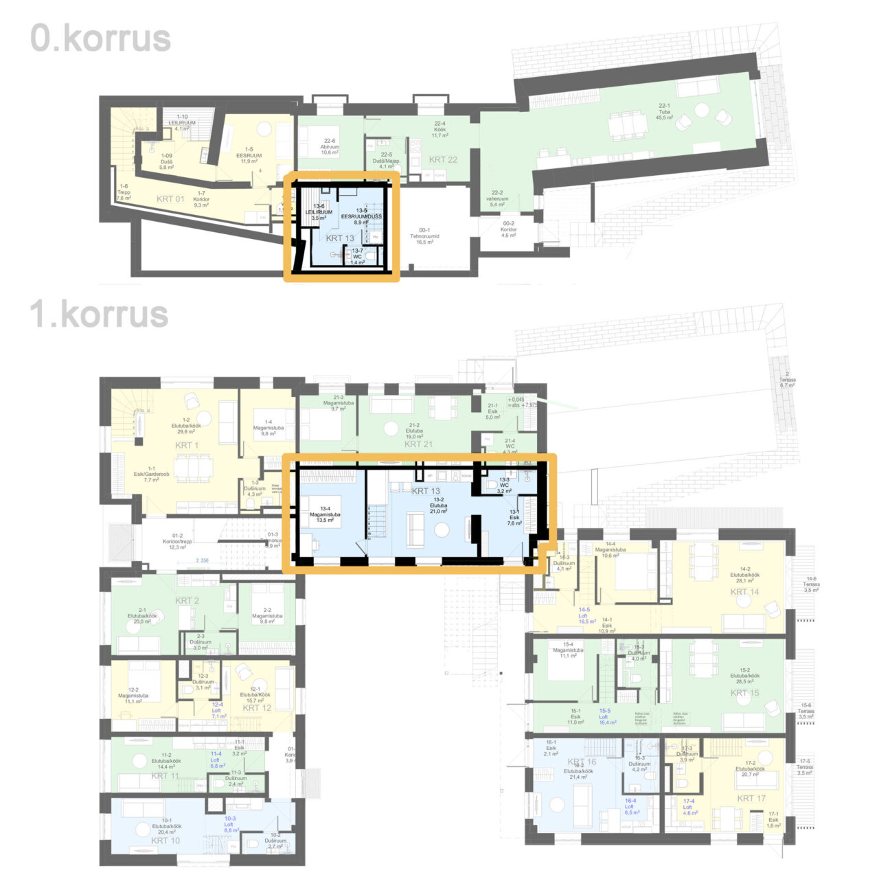 2-toaline saunaga korter läbi kahe korruse